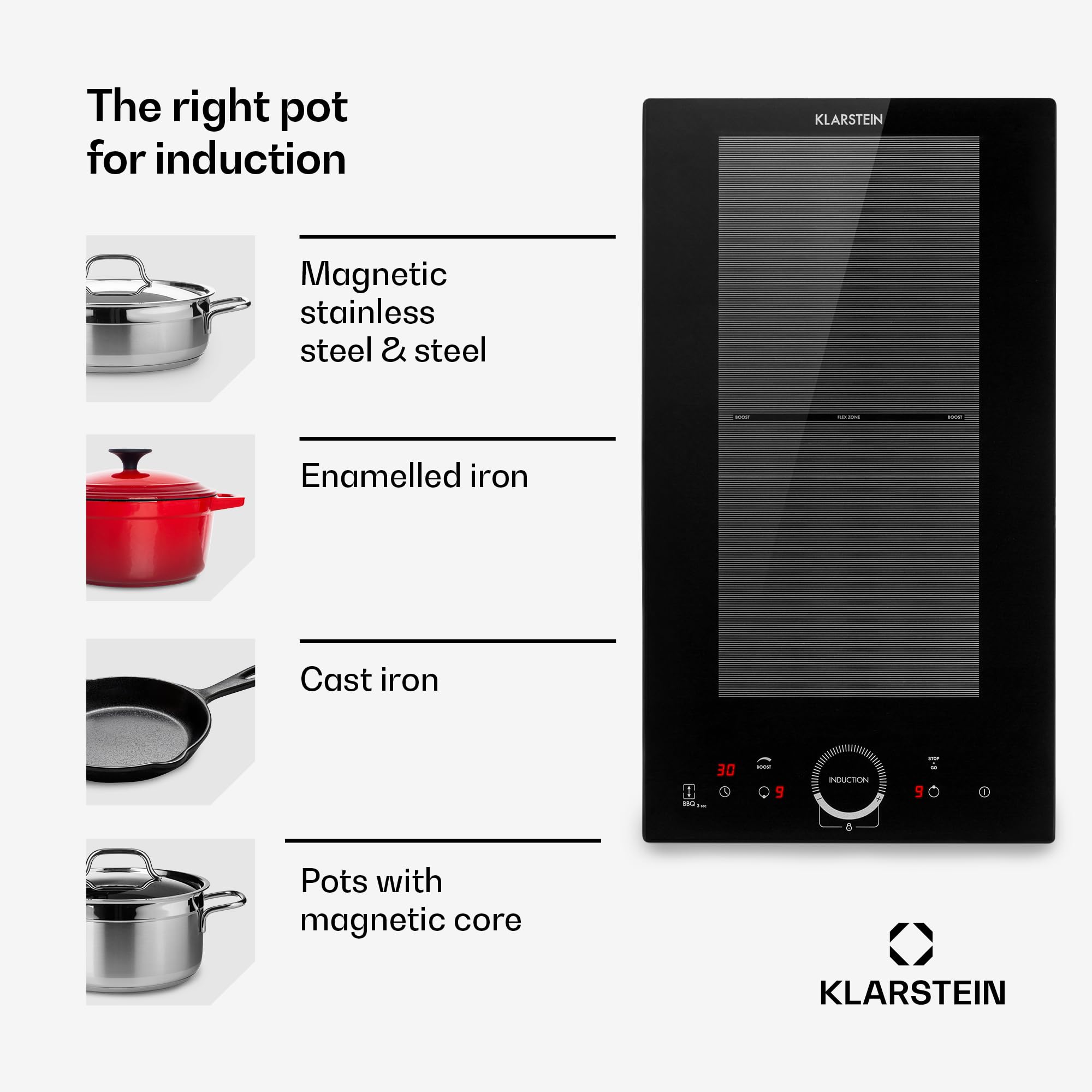 Klarstein Induction Hob, 7000W Electric Hobs Induction Cooker, 4 Ring Electric Pan Hob, Built-In Table Top Cookers w/ 4 Hobs, Touch Control, Inductions Heater Cooktops, Hot Plates for Cooking
