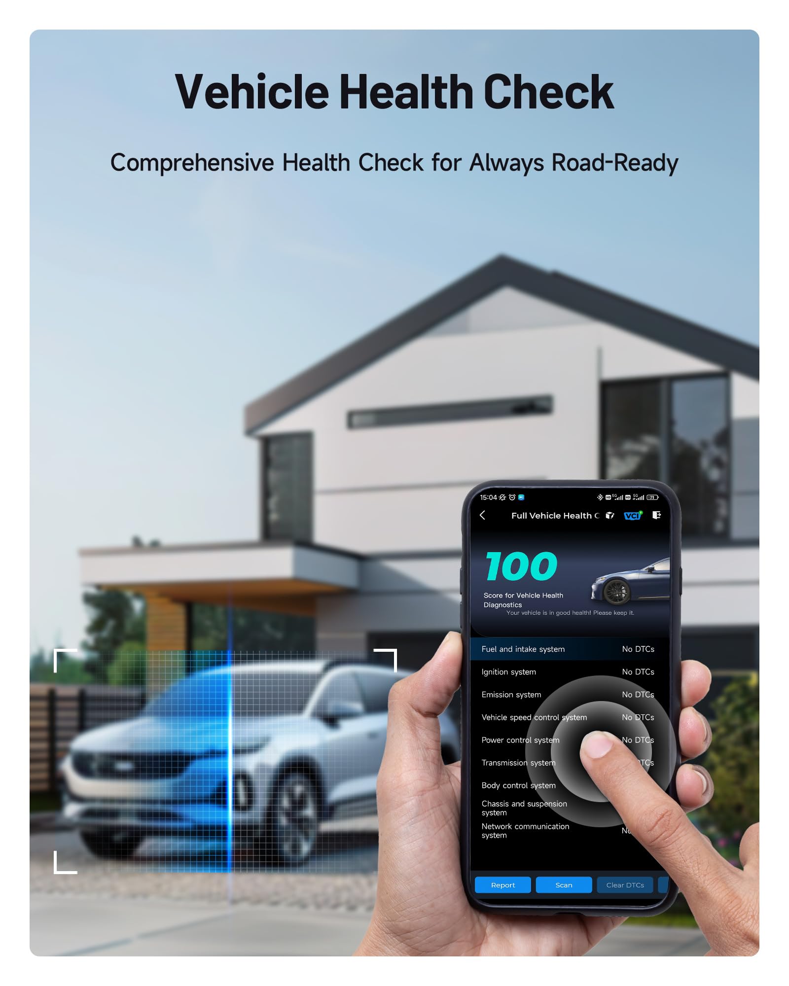 TOPDON CarPal-A OBD2 Code Reader Bluetooth, All System OBD2 Scanner for iOS & Android, Vehicle Health Check, 6 Maintenance Services, Smog Check, Repair Guide, 1 Year Free Update