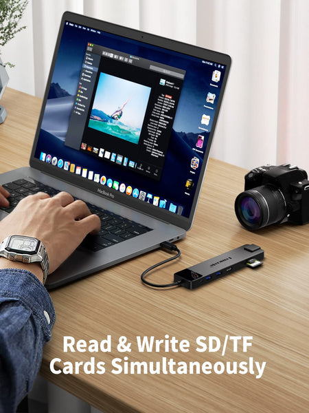 Lemorele 6-in-1 USB C Hub with 4K HDMI, Ethernet, 2 USB Ports, 100W PD Charging for MacBook Pro/Air M1, iPad Pro M1, Switch, Chromecast, PS4