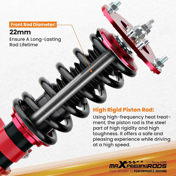 maXpeedingrods Coilovers Suspension Kit Performance Coilover for Toyota Celica 2000-2006 ZZT230 ZZT231 GT 1.8 VVT-i Coil Shock Strut Adj. Height