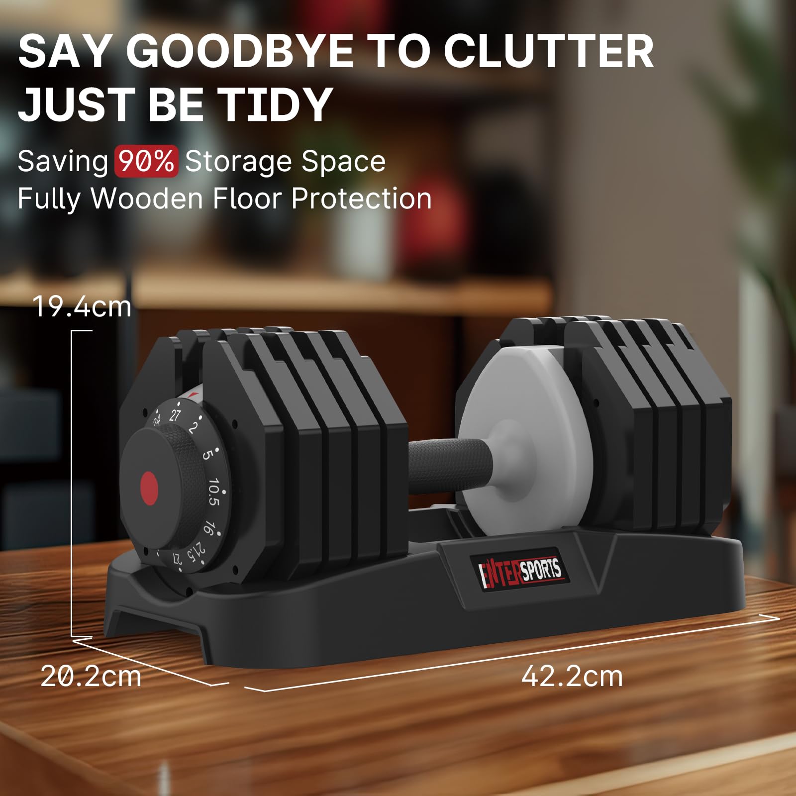 EnterSports 12kg/18KG/27KG Adjustable Dumbbells,Dumbbell Set for Saving Place, Dumbbell Weights with Non-Slip Handle, Home Gym Strength Training Equipment for Full Bodybuilding