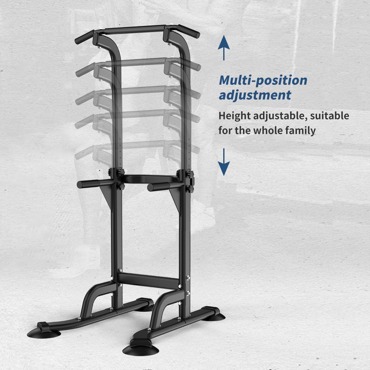 Leiblsufo Power Tower Dip Station Height Adjustable Exercise Equipment Fitness Workout Station Pull Up Bar for Home Gym