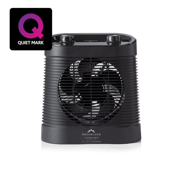 Dreamland Silent Power Pure Portable Fan Heater - Low Energy for Home Use, Quick Heat Up with 4 Heating Modes, Silent Space Heater, Energy Efficient Ionizer and Air-Purifying Heating Technology