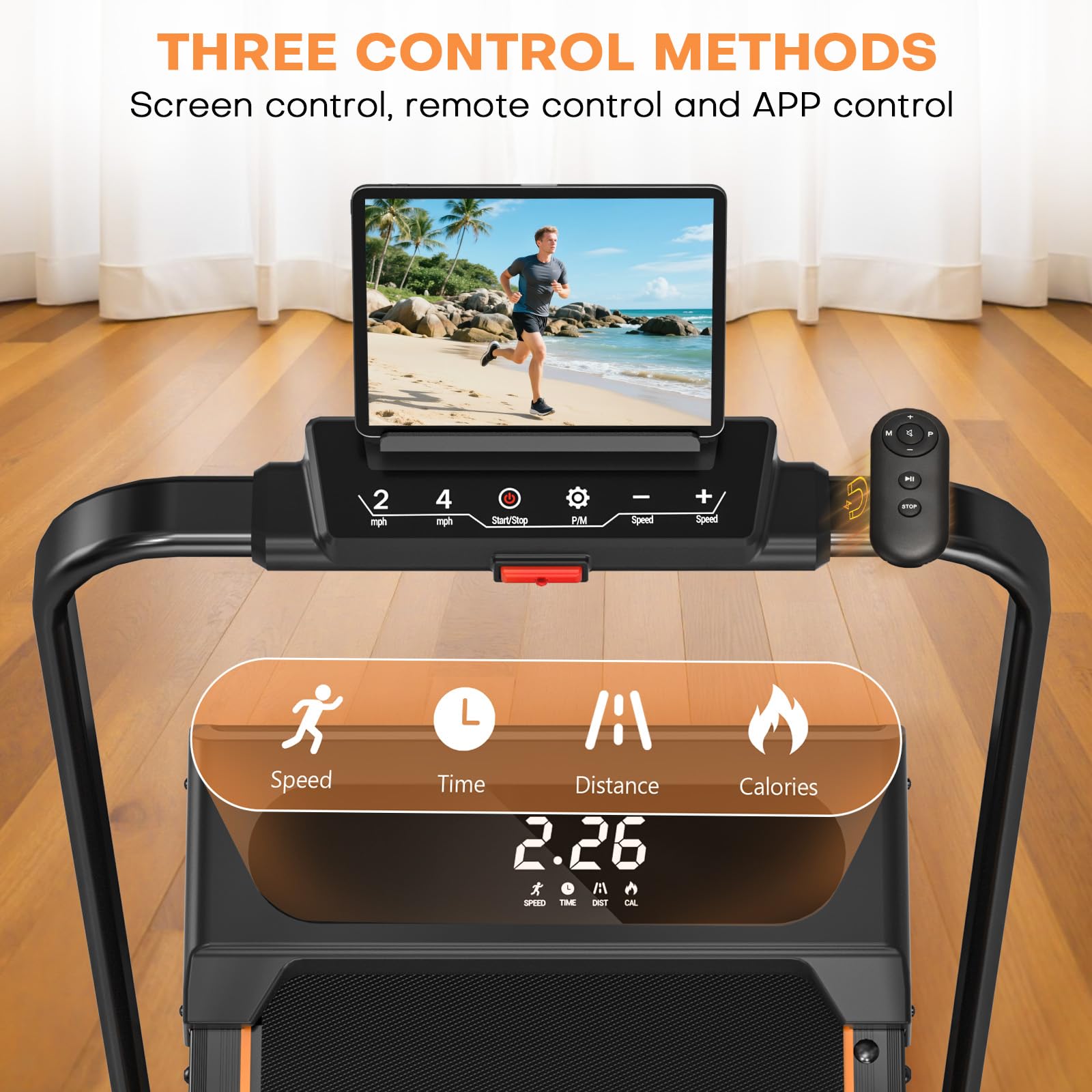 6 in 1 Folding Treadmill with 1-12KM/H, 9% Incline Walking Pad Foldable with APP, 2.75HP Under Desk Treadmills for Home Office, Running Machine Portable with Magnetic Remote Control, 350LBS Weight