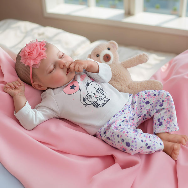 JIZHI Reborn dolls Age 3+ - 17-Inch Handmade Realistic Baby Dolls Soft Cloth Body with Toy Accessories, Reborn Baby Dolls Like a Lifelike Baby(Sleeping baby)