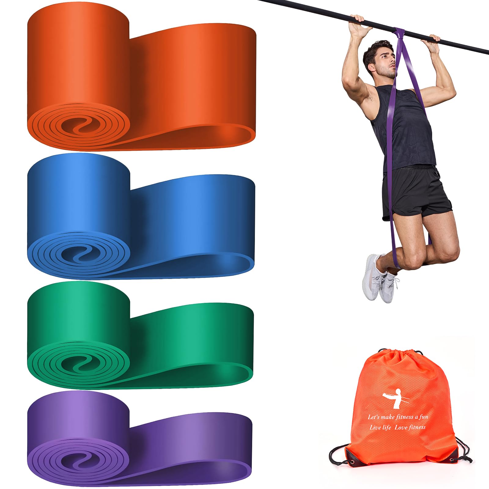 PYHIGH Pull Up Assistance Bands Set 70 LBS - 230 LBS, Long Resistance Bands for Pull Ups Working Out, Gym Workout Bands for men Exercise Muscle