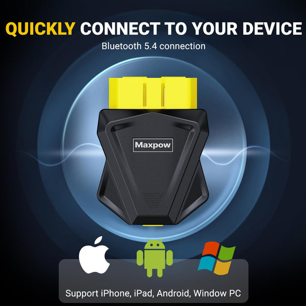 Maxpow OBD2 Scanner Diagnostic Tool - Wireless Bluetooth Car Fault Code Reader for iOS Android, Vehicle Health Check, Engine Inspection 1