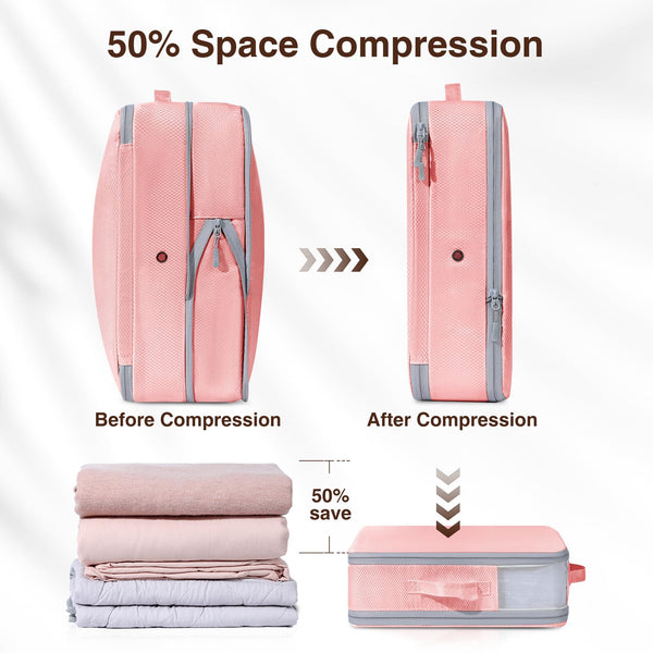 DIMJ 6 Pack Compression Storage Bags - Foldable Duvet/Blanket/Towel Organisers Boxes, Large Compression Packing Cubes with Clear Window for Moving,