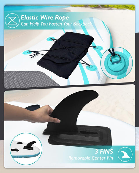 Inflatable Stand Up Paddle Board 10'6"×31"×6"", Max 140KG Load SUP Paddle Board with Accessories Waterproof Cell Phone Bag, Excellent Paddleboards for Adults/Youth/Beginners/Advanced/Water yoga