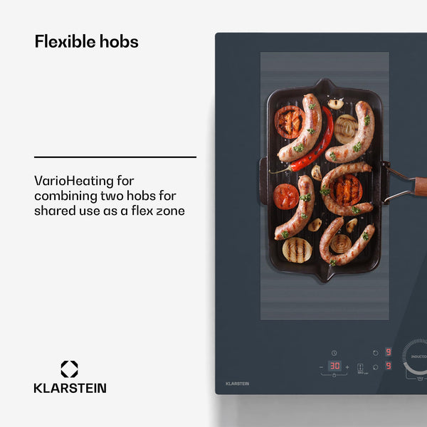 Klarstein Induction Hob, 7000W Electric Hobs Induction Cooker, 4 Ring Electric Pan Hob, Built-In Table Top Cookers w/ 4 Hobs, Touch Control, Inductions Heater Cooktops, Hot Plates for Cooking