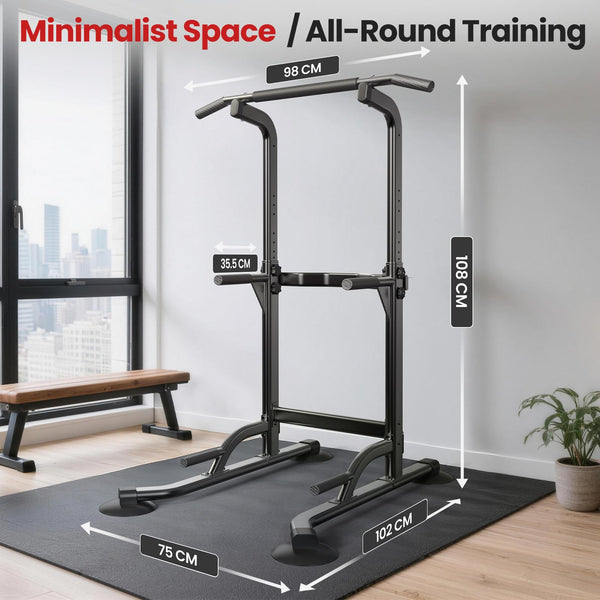 Dskeuzeew Power Tower Dip Station Pull Up Bar, Adjustable Height Multi-Function Power Tower, Push Up Workout Abdominal Exercise for Home Gym Strength Training Fitness Workout Equipment