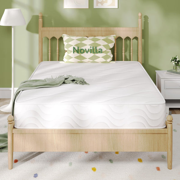 Novilla 3FT Single Pocket Sprung Mattress 8 Inch Medium Soft Spring Mattress with Breathable Sprung System, Cool Touch Oeko Fabric 90x190x20cm