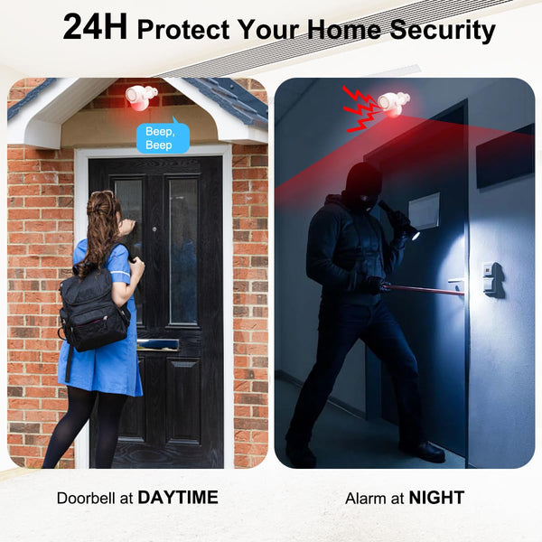 Shed Alarm, Shed Security Alarm for Home / Ranch / Van / Carport / Shop Infrared Detection Technology with 328ft Remote SOS Button Battery Powered 125db Extra Loud - Black