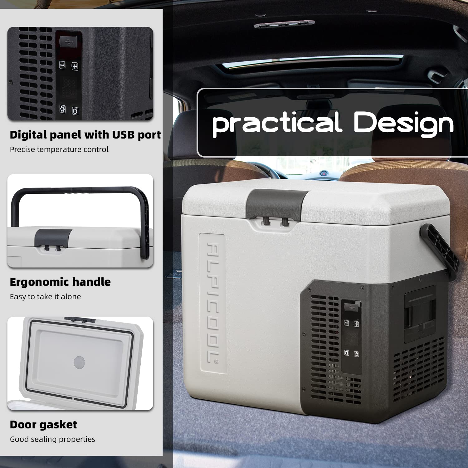 Alpicool G22 22L Compressor Car Fridge Freezer, DC 12v Camping Refrigerator, Portable Mini Cool Box for TruckCampervanRVBoat, -20℃ to 20℃