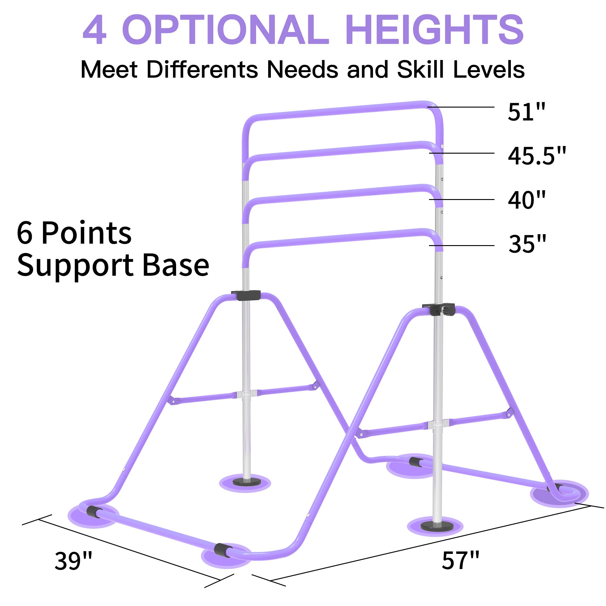 EVERYMILE Gymnastics Bars, Junior Training Kip Bar Gymnastics Equipment for Home,Adjustable Height Folding Horizontal Bar with Gymnastic Rings for Kid