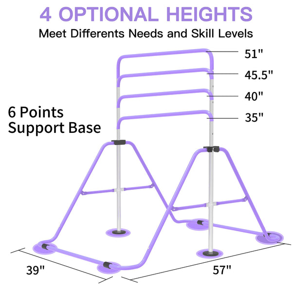 EVERYMILE Gymnastics Bars, Junior Training Kip Bar Gymnastics Equipment for Home,Adjustable Height Folding Horizontal Bar with Gymnastic Rings for Kid