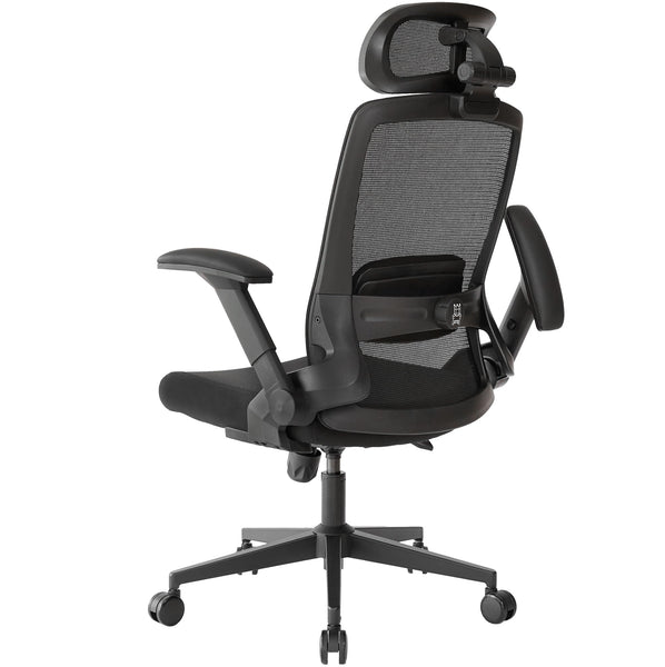 Realm of Thrones CAPTAIN Ergonomic Office Chair for Home, Heavy Duty Steel Base, Versatile Flip-up Armrests, Adjustable Lumbar Support, Mesh Back Comfort Cushion Seat for Computer Desk/Gaming (Black)