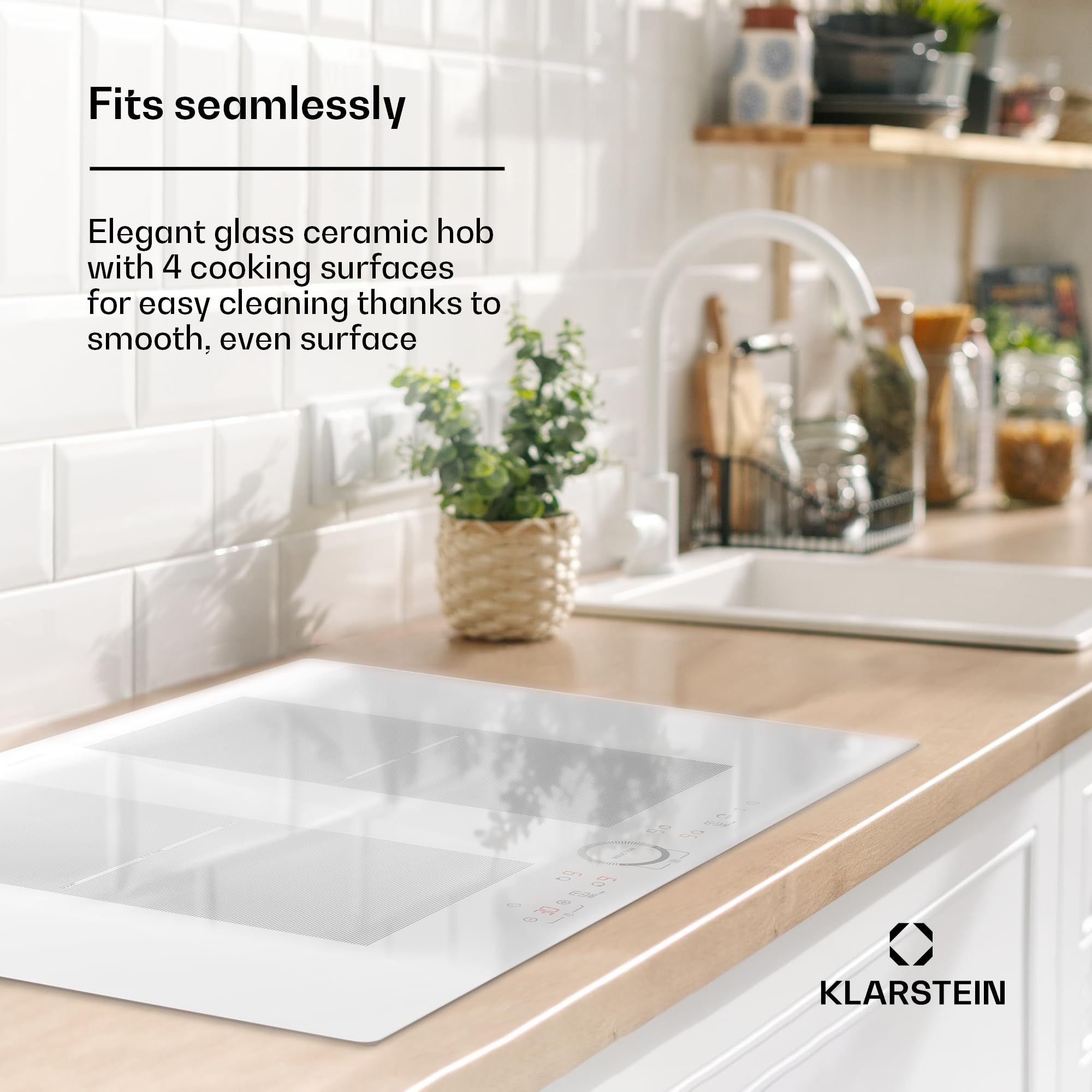 Klarstein Induction Hob, 7000W Electric Hobs Induction Cooker, 4 Ring Electric Pan Hob, Built-In Table Top Cookers w/ 4 Hobs, Touch Control, Inductions Heater Cooktops, Hot Plates for Cooking