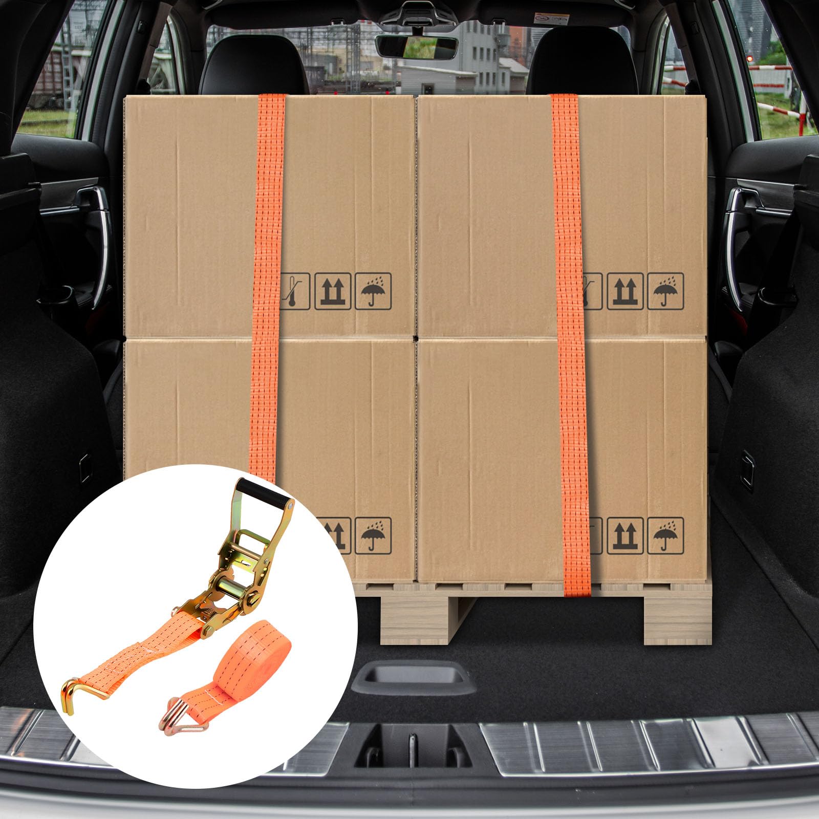 maXpeedingrods 10 x Lashing Straps Ratchet Strap Tie Down 5000kg x 6m x 50mm Heavy Duty Trailer Tension Belts with Iron Handle and Double J Hook 5000kg 5Ton