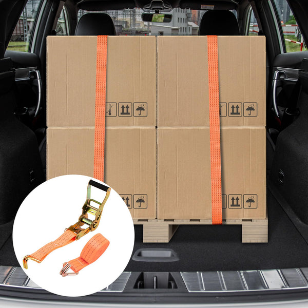 maXpeedingrods 10 x Lashing Straps Ratchet Strap Tie Down 5000kg x 6m x 50mm Heavy Duty Trailer Tension Belts with Iron Handle and Double J Hook 5000kg 5Ton