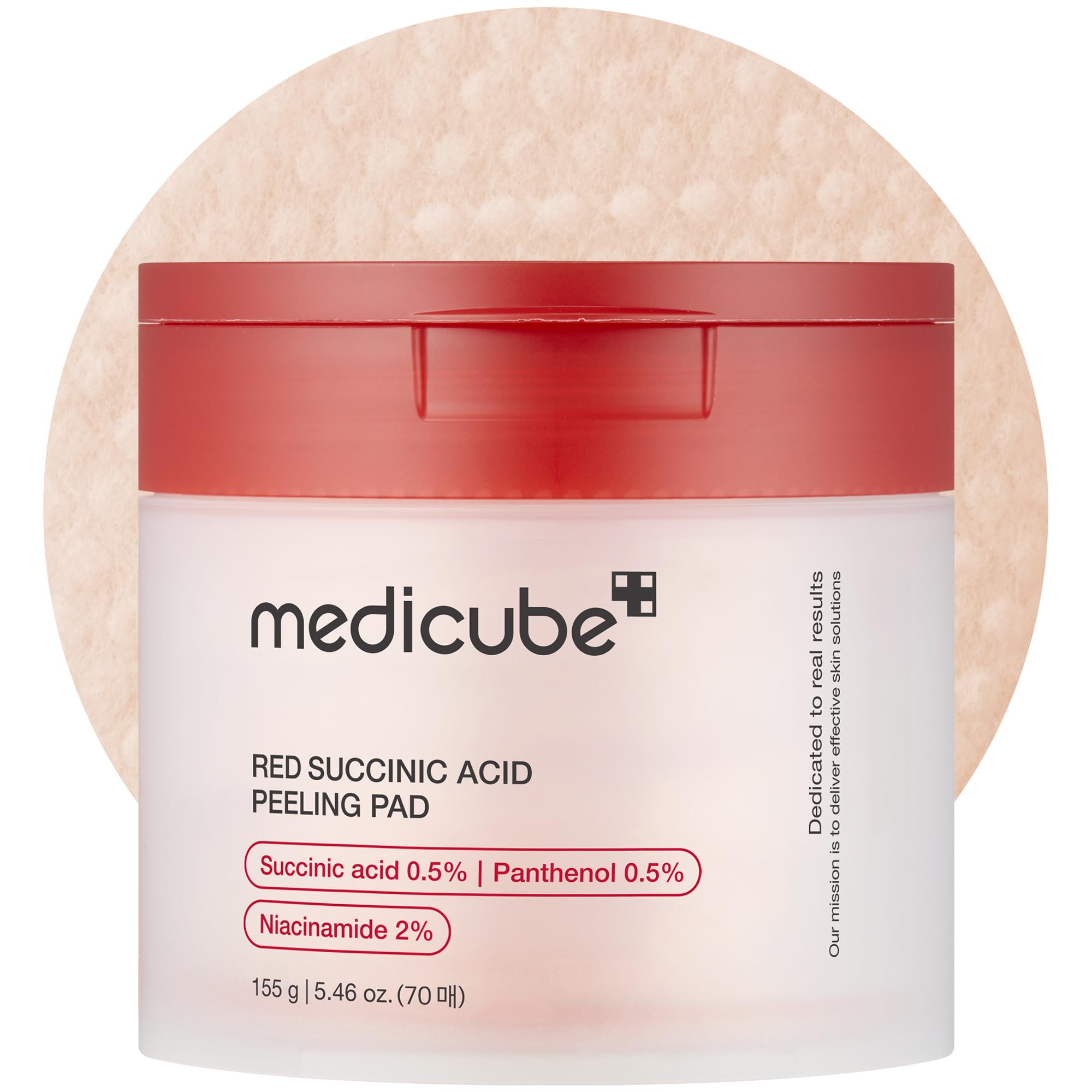 medicube Red Succinic Acid Panthenol Facial Peeling Pads - Exfoliating Toner Pads for Breakout-Prone Skin with Niacinamide, AHA, BHA, and Soothing