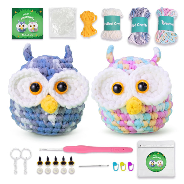NestledCrafts Crochet Kits, Complete Crochet Kit for Beginners Adults, Knitting Kits, Amigurumi Kits, Soft Yarn, Birthday Gift, Includes Step-by-Step