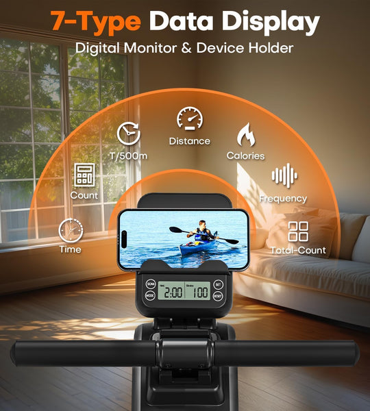 Rowing Machine（2025）, CHAOKE Magnetic Rowing Machines for Home 350 LB Weight Capacity, 16 Levels Resistance Row Machine with Dual Slide Rail Space-Saving Vertical Storage, Easy Assembly