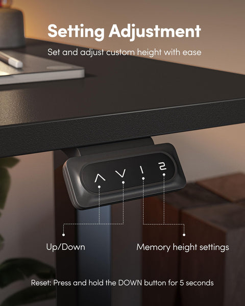 FEZIBO Height Adjustable Electric Standing Desk, 120 * 60 cm Stand up Table, Sit Stand Home Office Desk with Splice Board, White Frame/Maple Top