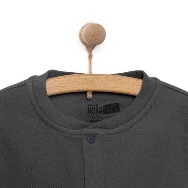 HelloBaby Baby Boy Ribbed Cardigan - Dark Grey