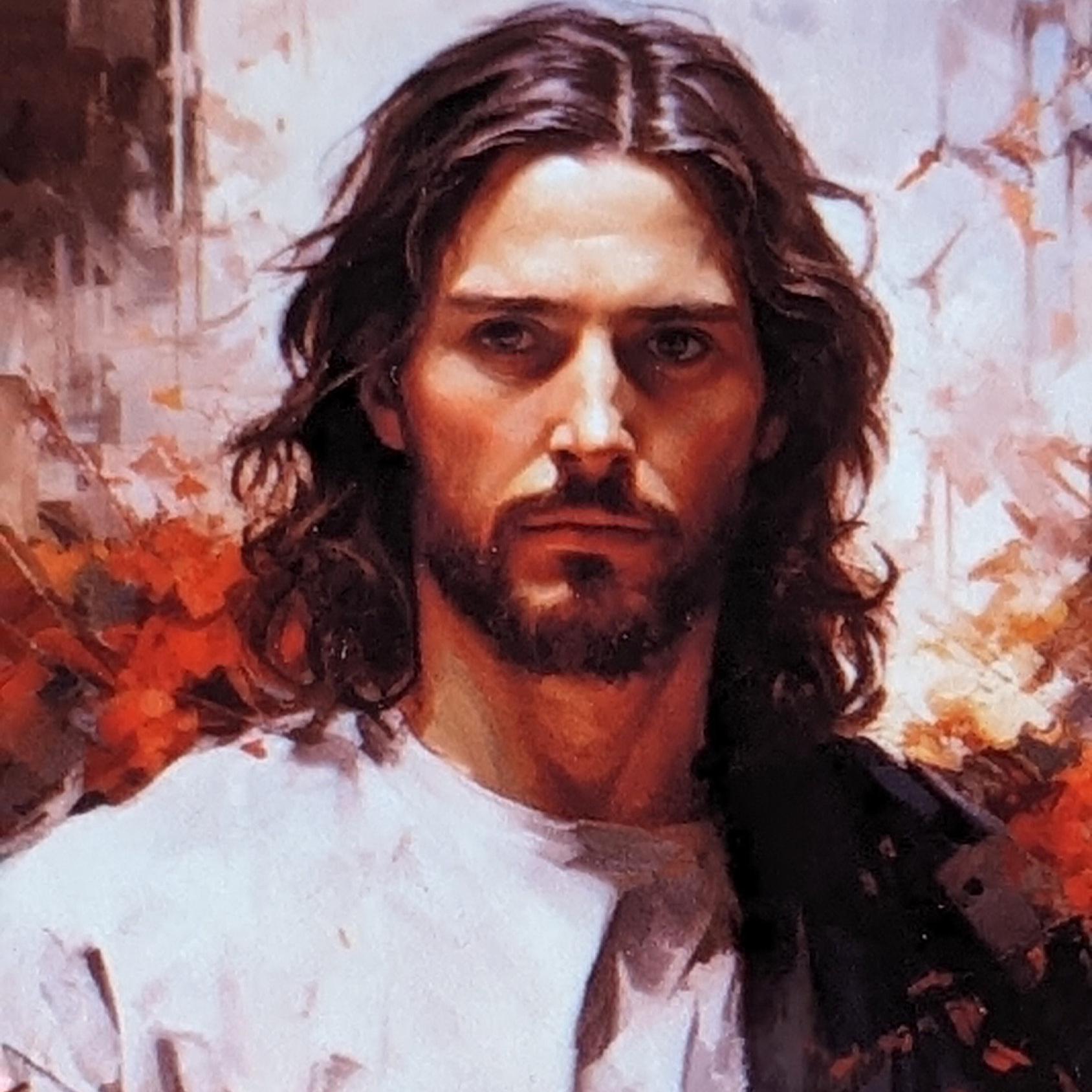 iconic jesus | Set of 4 oil painted modern interpretations of Jesus square coasters