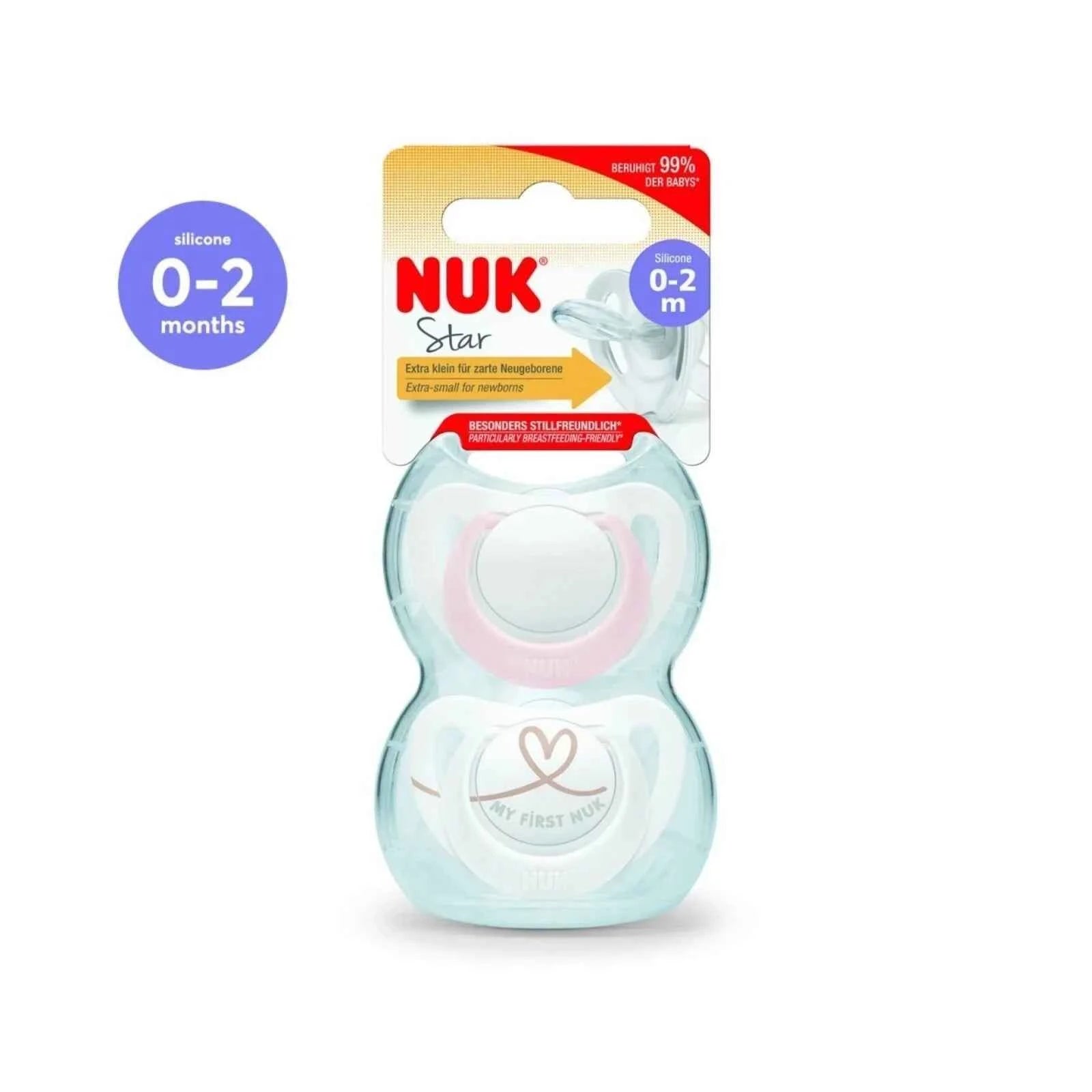 NUK Star Soother 0-2 months Pack of 2 - Pink