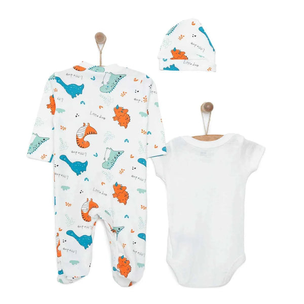 HelloBaby Baby Boy Jumpsuit-Body-Hat - Ecru
