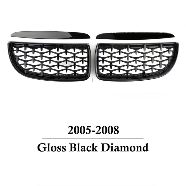 Car Front Gloss Balck Grills Grille Sports Diamond for BMW  E90 E91 Tuning 3 Series 2005-2012 LCI PreLCI