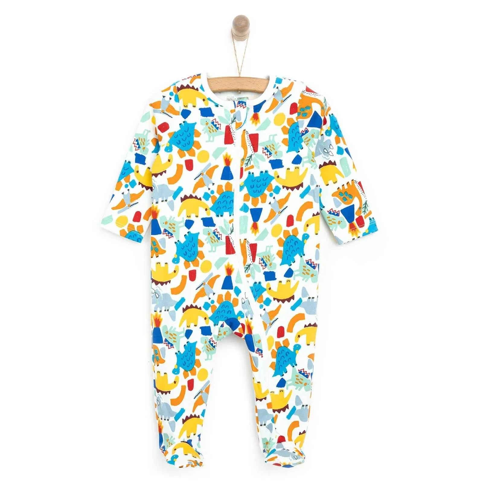 HelloBaby Newborn Baby Boy Footed Jumpsuit - Ecru
