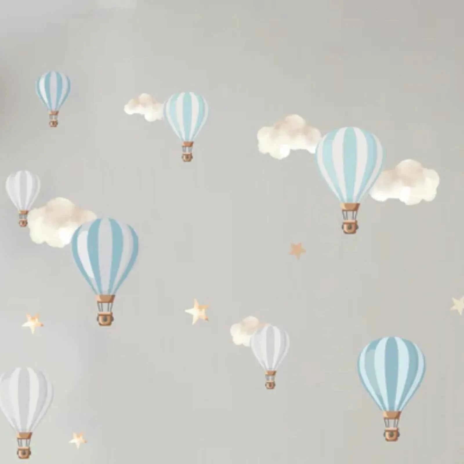 Live Vida Hot Air Balloons Wall Stickers A5 - Blue & Grey