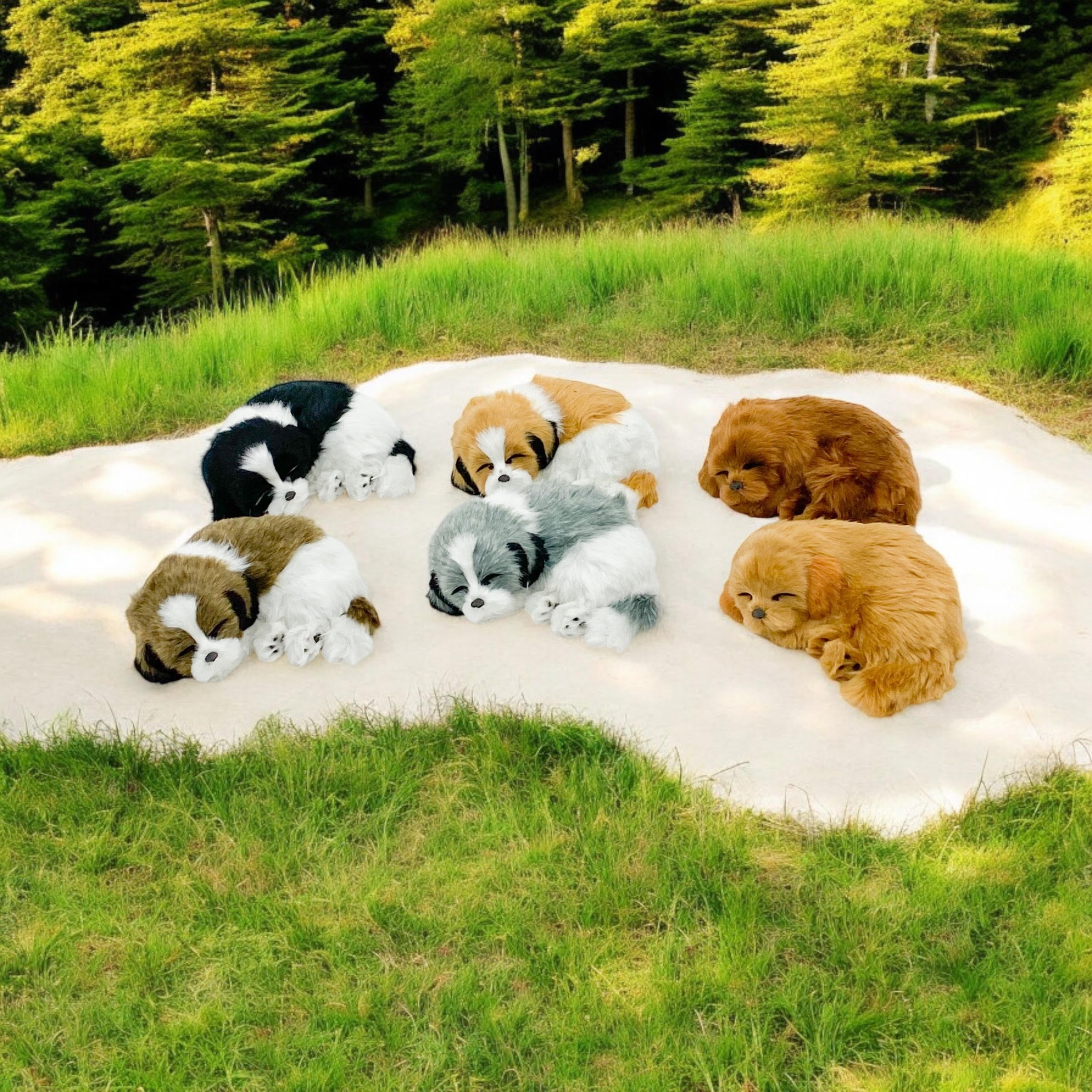 17CM SLEEPING PUPPIES-6 ASST COLOUR