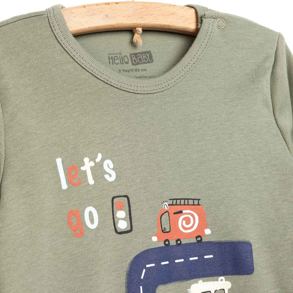 HelloBaby Baby Boy Long Sleeve Bodysuit 2pcs - Khaki