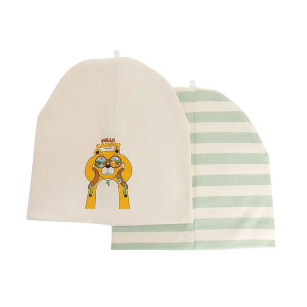 Little Plane Hello Camper Baby Boy 2 Pcs Beanies - Green