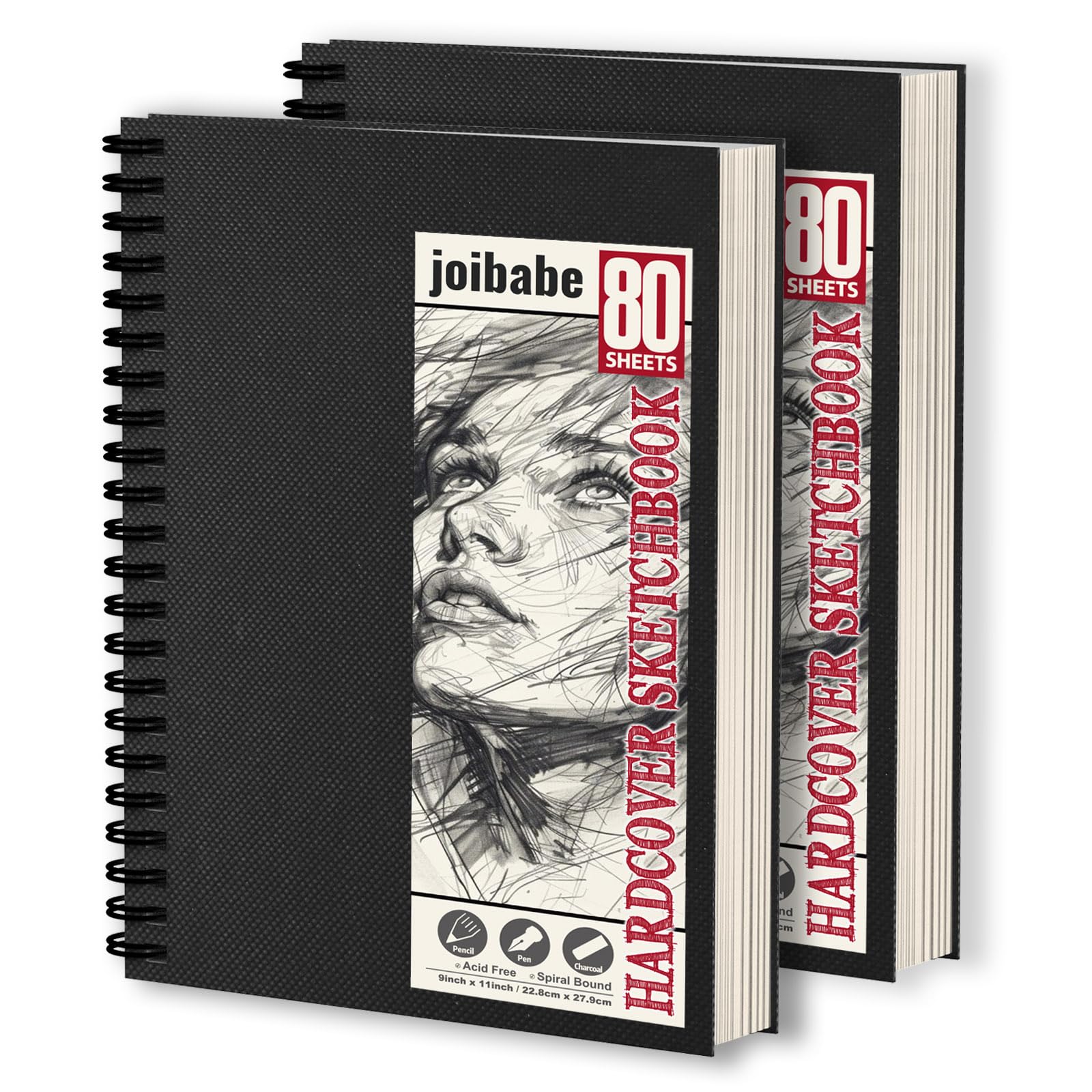 2A4 Sketch Books, Hardcover Spiral Bound 100gsm Drwaing pad,160 Sheets /320 Pages Sketch Pad,Natural White Drawing Paper, Professional Sketchbook for