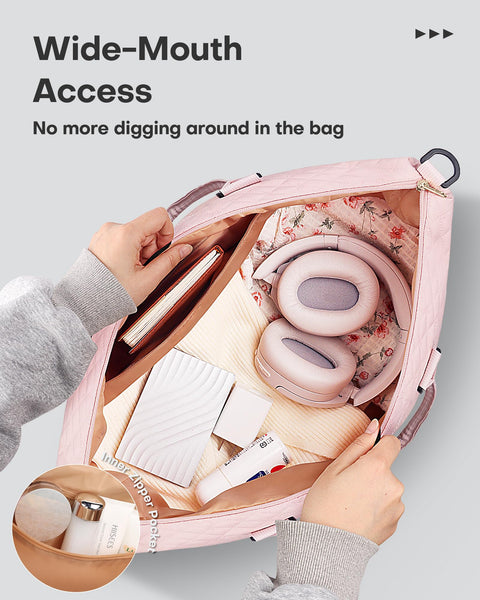 HOTOR Travel Bags for Women - Lightweight Overnight Holdall Bag, Large Carry on Luggage Weekend Bag with Shoe Compartment & Toiletry Bag, Travel Duffel Sport Gym Tote, Black, 34.0 x 45.0 x 20.0 cm