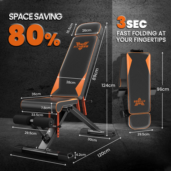 naspaluro Weight Bench Adjustable, Full Body Exercise Folding Fitness Workout Bench with 7 Positions, Exercise Bench for Weight Lifting & Sit Up Abdominal Supine Board Flat Home Gym