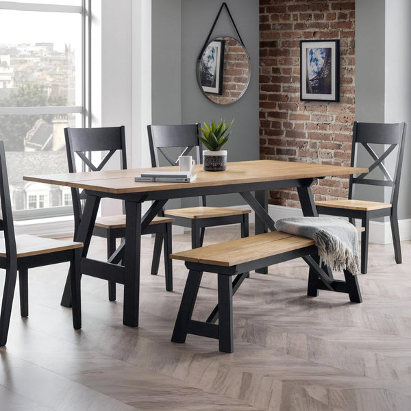 Julian Bowen Hockley Dining Table, Black/Oak