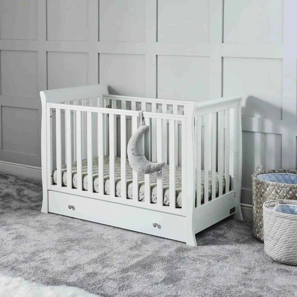 Ickle Bubba Snowdon Mini Cot Bed White - Premium Pocket Sprung Mattress