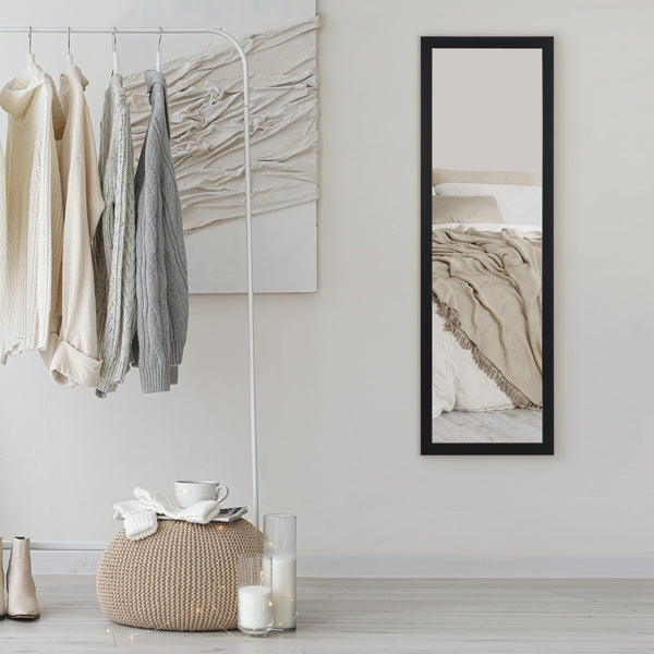 Home Selections Wooden Full Length Wall Mounted Mirror - Black - 35x110cm