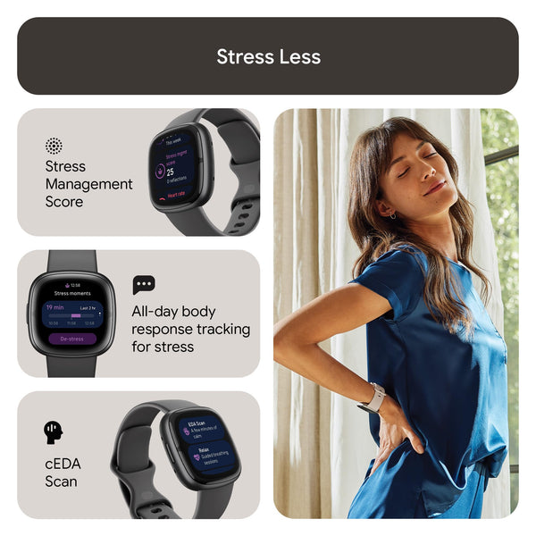 Google Fitbit Sense 2 Health and Fitness Smartwatch with built-in GPS, advanced health features, up to 6 days battery life - Compatible with iOS 15 or higher & Android OS 9.0 or higher