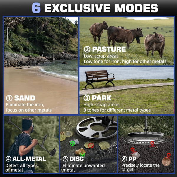 DR.ÖTEK Metal Detector for Adults & Kids, Upgraded Waterproof Gold Detector with Pinpoint & Terrain Modes, One-Click Quick Matching, 6 Modes, Higher Accuracy, Lightweight & Easy to Use