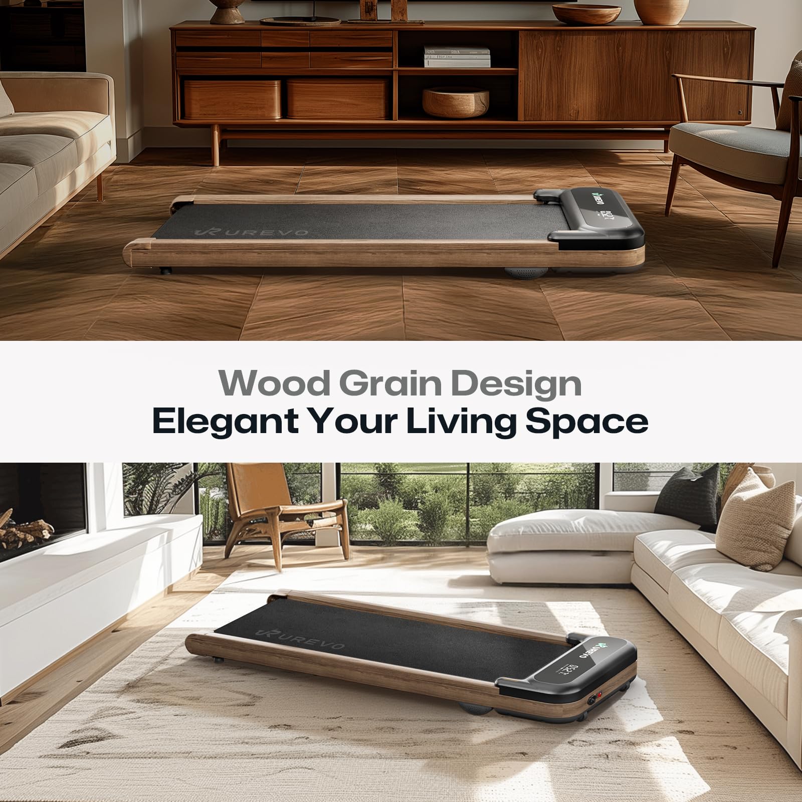 UREVO Smart Walking Pad, Compact Under Desk Treadmill with Double Shock Absorption, Quiet Operation, Workout APP with Track Insights and MIIT Mode, Plug and Play, Remote or APP Control for Home Office