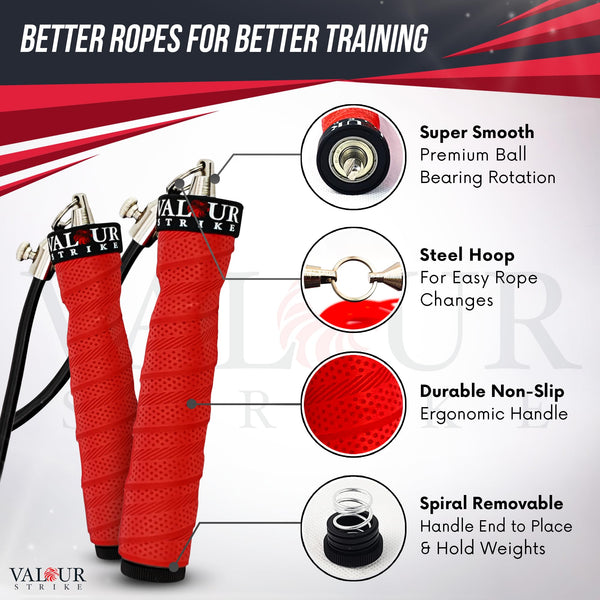 Valour Strike Weighted Skipping Rope | Best Jump Rope for Cardio Training & Home Workouts Outdoor | Weighted Skipping Ropes for Fitness Exercise