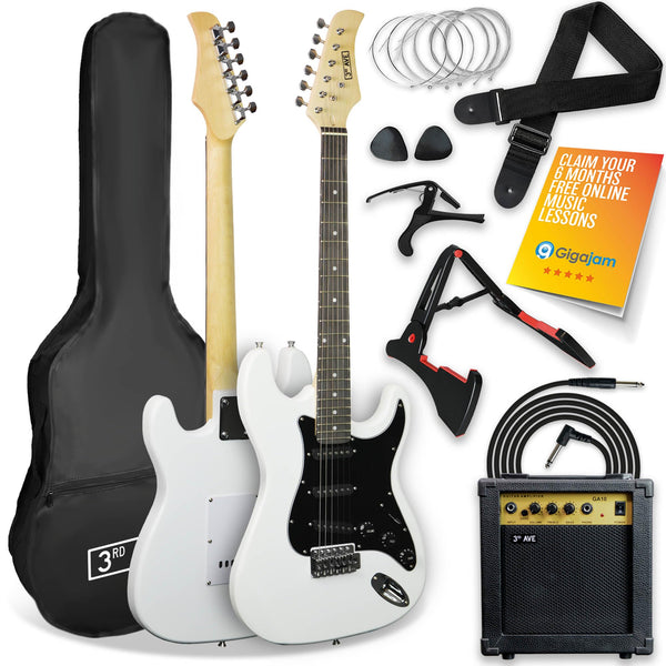 3rd Avenue XF Full Size 4/4 Electric Guitar Ultimate Kit with 10W Amp, Cable, Stand, Gig Bag, Strap, Spare Strings, Picks, Capo – Black