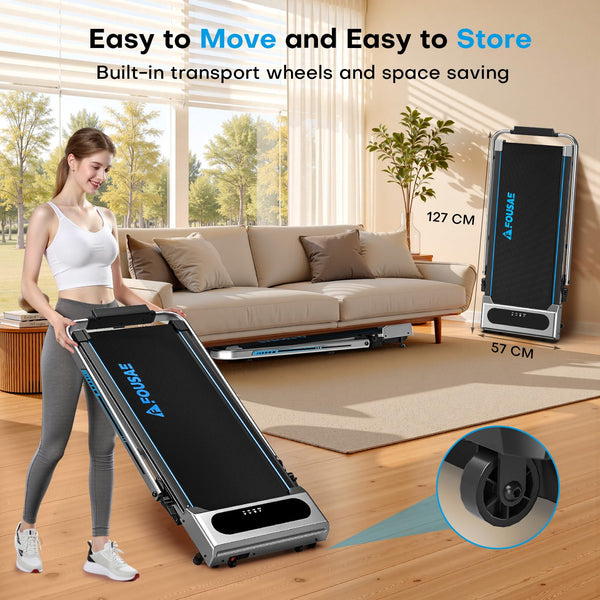 Treadmill, FOUSAE 5 in 1 Treadmills for Home Foldable with App Compatible, 12KM/H Under Desk Walking Pad with 9% Incline, 350 LB Weight Capacity, Magnetic Remote Control